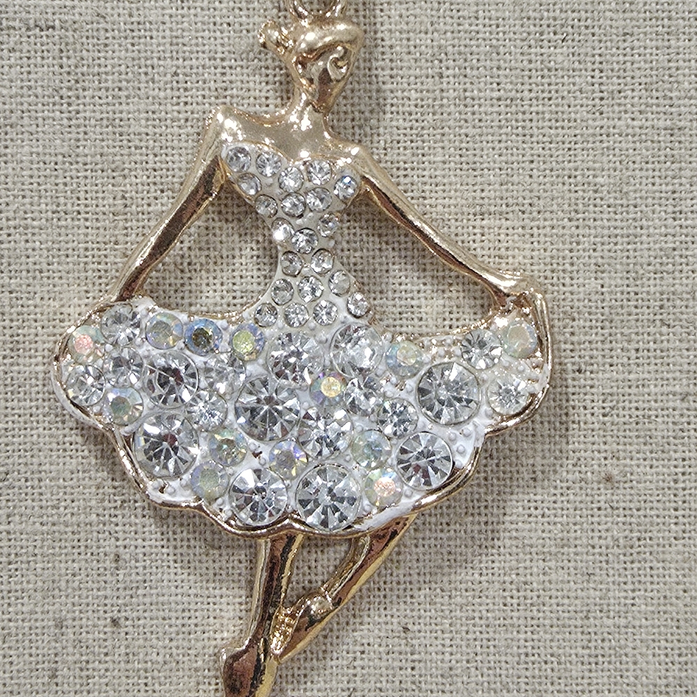 🩰Betsey Johnson Gold Ballerina Crystal Necklace🩰
